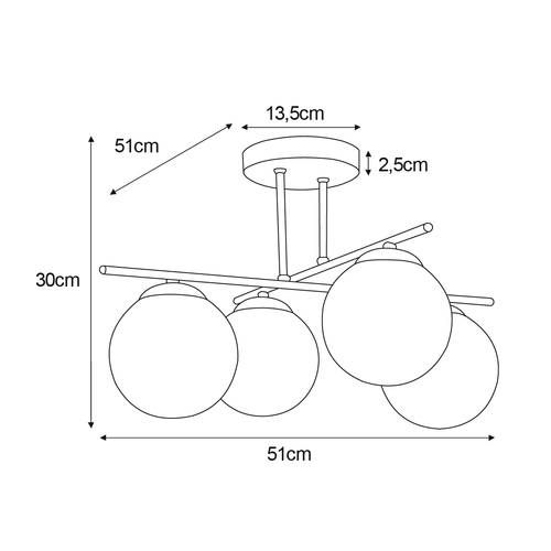 Lampa sufitowa K-5161 z serii DELTA 5